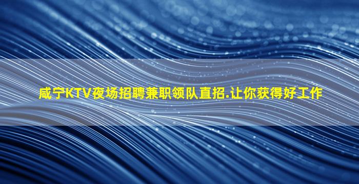咸宁KTV夜场招聘兼职领队直招.让你获得好工作
